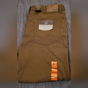 NWT 1948 Weatherproof Men's Brown Fleece-Lined Jeans 42x30